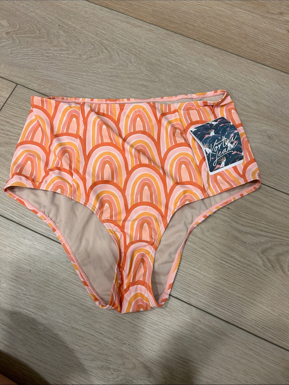 Kortni Jeane Orange & Pink High-Waist Bikini Bottom